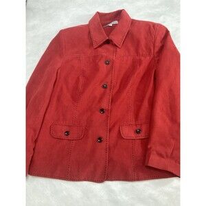 90's Vintage Samantha Grey Red Blazer Button Up Shacket Long Sleeve Top Large 14